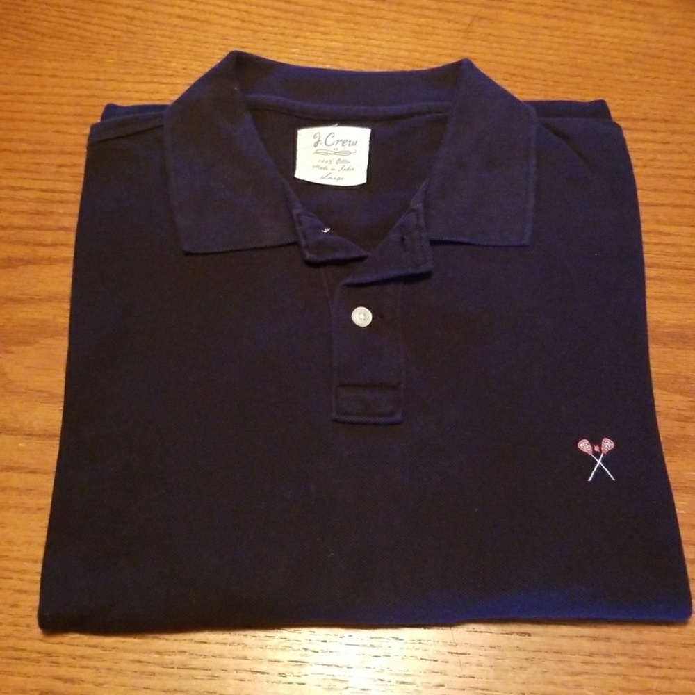 J CREW Short Sleeve Polo Shirt Mens L Large Blue